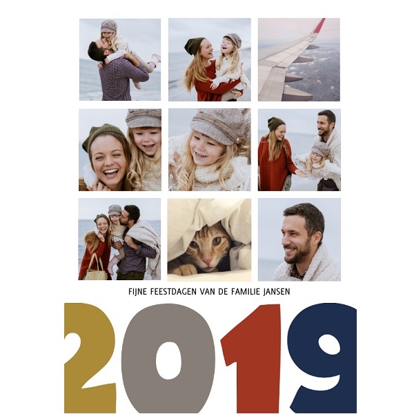 Kerstkaarten 2018: kerstkaart met fotocollage en grote letters