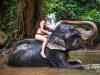 Olifant spuit toerist nat in Sri Lanka