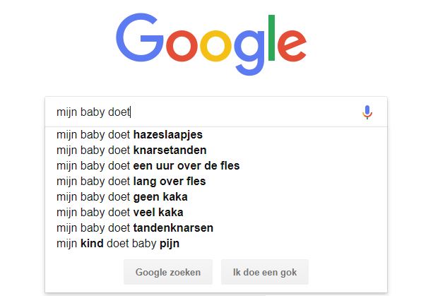 google zoekopdracht mijn baby doet