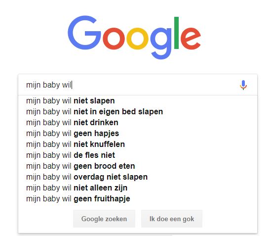 google zoekopdracht mijn baby wil